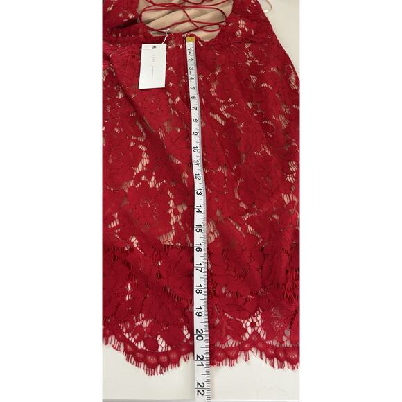 Lush Red Lace Bodycon Midi Dress L NWT Cocktail Holiday Party - Picture 6 of 7